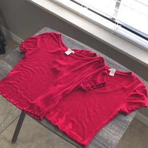 Red Ribbed Crop Top